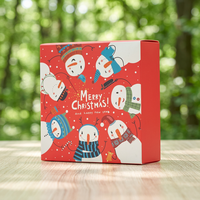 Boîte cadeau de Noël rouge en papier kraft texturé biodégradable, avec lamination mate rigide, logo personnalisé, luxe, jetable, pour expédition