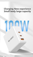 Cargador Rápido Universal NIUBAILE de 100W PD3.1 - 1 Puerto USB-A + 2 Puertos USB-C, Salida de 3A/2A, Diseño Plegable, Material Ecológico de PC/ABS