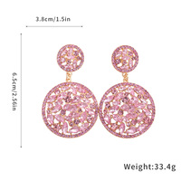 Boucles d'oreilles pendantes double cercle ajourées en alliage avec zircone cubique, style vintage bohème, bijoux fantaisie, vente en gros, cadeau