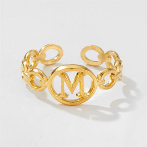 Anillos de letras del abecedario a-<span class=keywords><strong>z</strong></span>, anillo de oro Irregular ancho grueso, anillo ajustable con inicial, Unisex, novedad de 2021 - Product Image 2