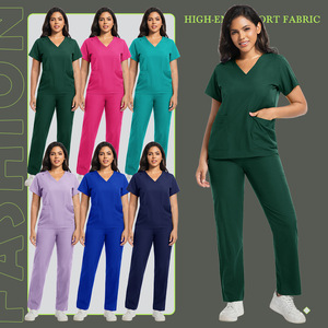 Unisex Scrub Set Moisture Wicking Knitted Split Uniform Hospital Workwear S XXL - Product Image 2