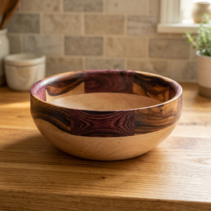 Tazón de Servir de Madera de Acacia con Impresión Esmaltada Decorativa Vintage Ecológica, Personalizado para Fiestas, Nuevo Diseño BS - Product Image 1