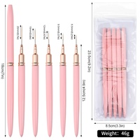 Offre Spéciale – Lot de 5 Pinceaux de Peinture Professionnels MJ Tech Art à Manche en Bois et Poils en Nylon pour Nail Art