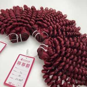 Lot de mèches de cheveux humains vierges rouges, double tirage, cuticules alignées, bouclés profonds, tissage à double trame, confectionné à la machine - Product Image 6
