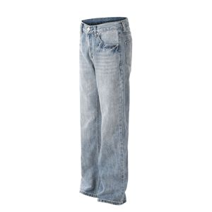 Jean en denim <span class=keywords><strong>bleu</strong></span> délavé style rétro américain, décontracté et tendance, pour homme, idéal pour les soirées - Product Image 4