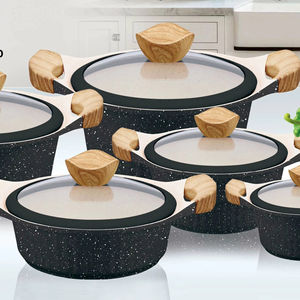 Juego de sartenes y ollas de fábrica personalizado, juego de utensilios de cocina de colores antiadherentes con fondo de inducción - Product Image 1