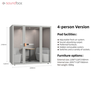 Cabina Acústica Insonorizada Portátil para <span class=keywords><strong>Reuniones</strong></span> <span class=keywords><strong>de</strong></span> Oficina, Cabina <span class=keywords><strong>de</strong></span> Trabajo Privada para 4 Personas - Product Image 4