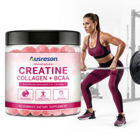 Ausreson OEM Supplément Musculaire Sans Sucre Or Créatine et Collagène Monohydrate BCAA Pré-Entraînement Gommes Créatine Collagène BCAA
