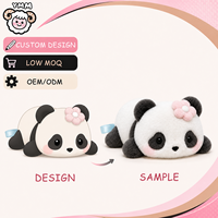 Peluche Panda Personnalisée, Figurine en Peluche Douce Allongée avec Fleur, Cadeau pour Enfants, OEM ODM