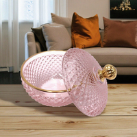 Pot à bonbons en verre rose clair décoratif unique, design antique multifonctionnel avec couvercles 500ml, pot à bougie en verre taillé GEO 600ml