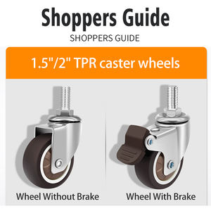 Set mit 4 braunen, leicht belastbaren TPR-Schwenkrollen mit Gewindestange und Bremse - Product Image 4