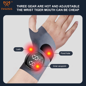 PAKISS EMS Heated Wrist Massager Brace 3-Level <b>Heating</b> 5 Modes 9 Intensity Pulse <b>Wireless</b> Type-C Rechargeable ABS+Cloth 1200mAh - Product Image 1