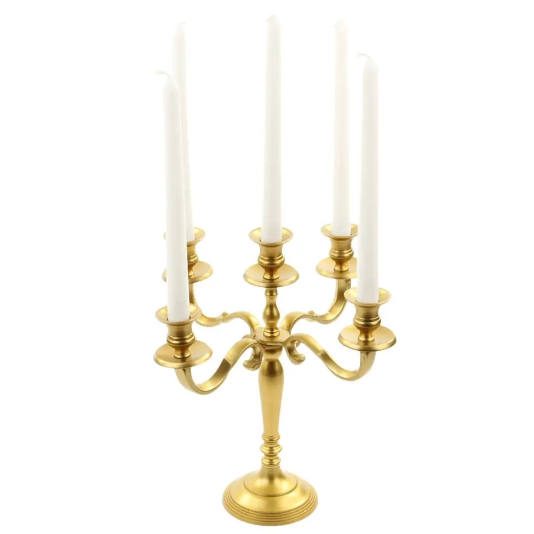 5 brazos titular de la vela de Metal de plata de oro 5 ramas vela Stick soporte estilo europeo candelabro para la cena decoración de boda
