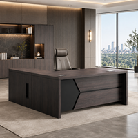 Bureau de direction de luxe avec armoire latérale, gestion des câbles dissimulée, table moderne pour PDG et cadre supérieur pour espace de travail exécutif