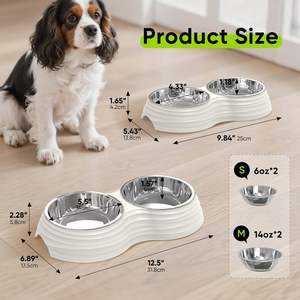 Juego de Platos para Perro de Acero Inoxidable, Plato Doble para Comida y Agua, Antideslizante, para Perros Medianos - Product Image 3