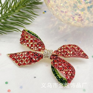Yiwu <b>Red</b> Bowknot Zinc Alloy Rhinestone Brooch Women's Party Jewelry Pin - Product Image 4