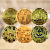 Pièces de défi et plaques commémoratives en laiton et alliage de zinc, plaquées or antique, avec design 3D personnalisé peint, style nautique, cadeaux