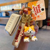 Porte-clés chien en résine Kawaii, breloque de sac chiot assis avec clochette, pendentif animal en résine Kawaii