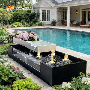 Gnee <b>Garden</b> Modern Rectangular Stone Water Fountain Outdoor <b>Garden</b> Decor Polished Finish Freestanding - Product Image 6