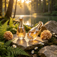 Botol Parfum Kaca Premium Artisan, Kaca Tempered, Pompa Semprot, Bentuk Silinder, Aman untuk Freezer, Grosir