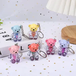 Customized 24pcs/box cute bear color changing long-lasting liquid lipstick waterproof key chain lip gloss