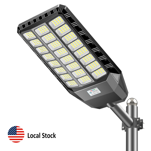 Solar Street Light 120LM/W IP65 Motion Sensor Remote Control 20000mAh Battery Outdoor Waterproof LED Road Lamp USA Local Stock