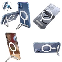 Casing Magnetik Transparan Tipis dengan Penyangga untuk iPhone 15 14 13 12 Plus 11 16 Pro Max 17 Air, Produk Ponsel Dropshipping