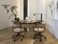 Bureau de luxe en cuir microfibre de style italien japonais haut de gamme Bureau à domicile Bureau de direction Bureau en noyer