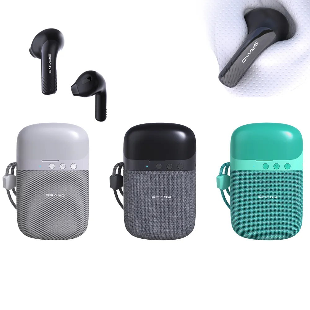 Mini Speaker Nirkabel Portabel 2 In 1 Tws Bt 5.3 Earphone Suara Bass 3d Headphone Earbud Portabel dengan Kotak Suara