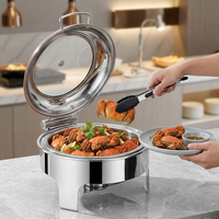 Ensemble de réchauds de buffet de luxe en acier inoxydable avec contrôle numérique intelligent de la température alimenté à l'alcool, design rectangulaire argenté