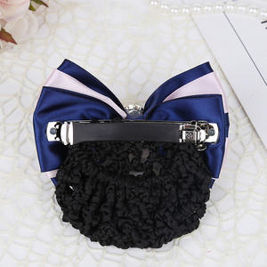 Tête coréenne fleur <span class=keywords><strong>doux</strong></span> bureau filet à cheveux Satin pince à cheveux couverture filet Tulle curling nœud papillon chignon <span class=keywords><strong>Snood</strong></span> femmes cheveux accessoires - Product Image 6