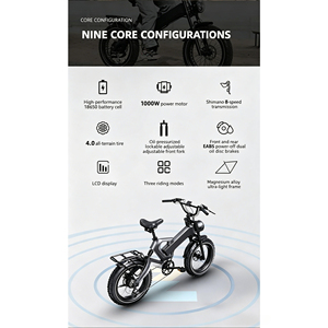 Bicicletta Elettrica da Montagna Fuoristrada per Adulti, Motore da 1000W, Batteria 48V 14.5AH, E-bike Pieghevole, Pneumatici Fat da 20 Pollici - Product Image 2