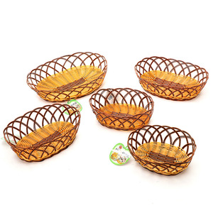 Oval Plastic Rattan Style <b>Storage</b> <b>Basket</b> 240 Series Beige For Neatening And <b>Storage</b> - Product Image 2
