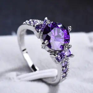 Produk Populer Terlaris 2023 Produk Baru Masih Jari Amethyst Perak Wanita Bunga Wanita Stillness Mode Jewelry Rings