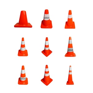 Cône de signalisation routière réfléchissant en PVC haute visibilité avec logo personnalisé pour la sécurité des parkings et des chantiers de construction - Product Image 1