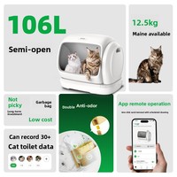 Bac à litière pour chat à grande capacité, auto-nettoyant, structure en métal et plastique, commande par application, pour chats domestiques