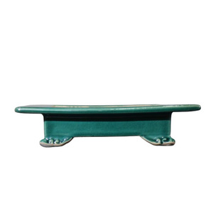 Handmade Rectangular Ceramic Bonsai Pot Japanese Cloud Foot Flat <b>Trough</b> Green Glaze Zhang Kelei Style - Product Image 5