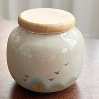 Boîte à thé hermétique en céramique pour café, diverses tailles, motif paysage, double couche, en porcelaine, en forme de gourde, pour thé Pu-erh, idéale comme cadeau