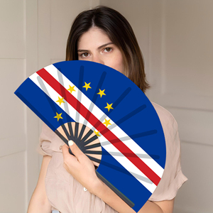 Abanicos Plegables de Bambú con la Bandera de Cabo Verde al por Mayor, Abanico de Mano para Carnaval, Boda, Festival, Fiesta, Agencia de Viajes - Product Image 5