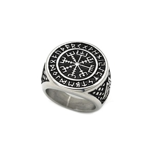 316L Steel Warrior Stainless Steel <b>Ring</b> for Men Vintage Nordic Viking Letters Design for Party or Anniversary - Product Image 1