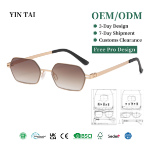 Nouvelles lunettes <span class=keywords><strong>de</strong></span> soleil rectangulaires fines en métal pour femmes, verres dégradés roses, protection UV400, mode unisexe, logo personnalisé, plage - Product Image 3