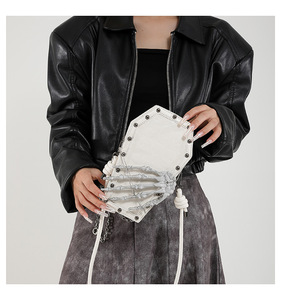 2024 Halloween Gothic Luxury Customized Embossed <strong>Skull</strong> Crossbody Bag PU Leather Small Skeleton Coffin Shape <strong>Purses</strong> and Handbags - Product Image 3