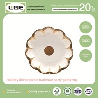Assiette en papier d'estampage à chaud jetable coréen japonais 300g assiette peu profonde à pétales classiques pour ménage fête gâteau noix vaisselle