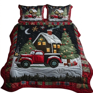 Juego de Cubrecamas Acolchados con Estampado Digital 3D, Diseño de Árbol de Navidad, para Todas las Temporadas, Poliéster Suave, Disponible <span class=keywords><strong>en</strong></span> Varios Tamaños - Product Image 2