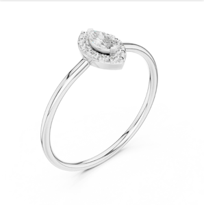 Bague en diamant marquise en or blanc de qualité supérieure avec détail de halo étincelant idéal pour les fiançailles et les cadeaux spéciaux de l'Inde - Product Image 3