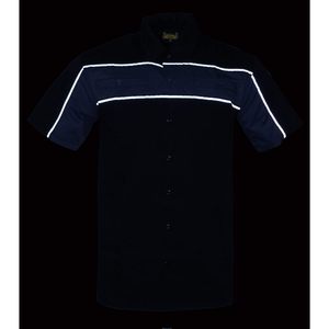 Chemise de travail robuste en cuir pour homme, noir et gris, à boutons, style mécanicien classique, MDM11672.01 - Product Image 1