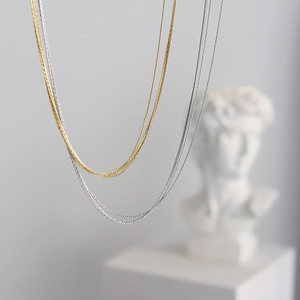Party Elegant <b>Choker</b> 18k <b>Gold</b> Plated Stainless Steel PVD Waterproof Thread <b>Chain</b> Non Tarnish Silver 4 Layered Necklace for Women - Product Image 6