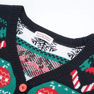 Produttore brutto Cardigan collo moda manica lunga all'ingrosso per maglione natalizio personalizzato da uomo