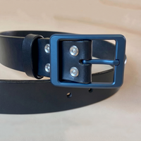 Boucle de ceinture en métal personnalisée avec logo, luxe, pour homme, rectangulaire, à simple ardillon, gris mat et bleu, pour sangle en cuir, vente en gros
