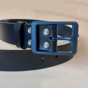 Boucle de ceinture en métal personnalisée avec logo, luxe, pour <span class=keywords><strong>homme</strong></span>, rectangulaire, à simple ardillon, gris mat et bleu, pour sangle en cuir, vente en gros - Product Image 3